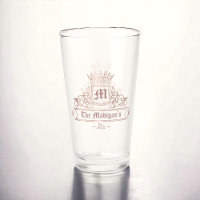 Victoriaans Roos Gold Crown Monogram Pint Bar Glas