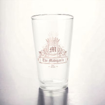 Victoriaans Roos Gold Crown Monogram Pint Bar Glas