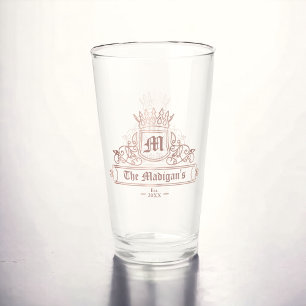 Victoriaans Roos Gold Crown Monogram Pint Bar Glas