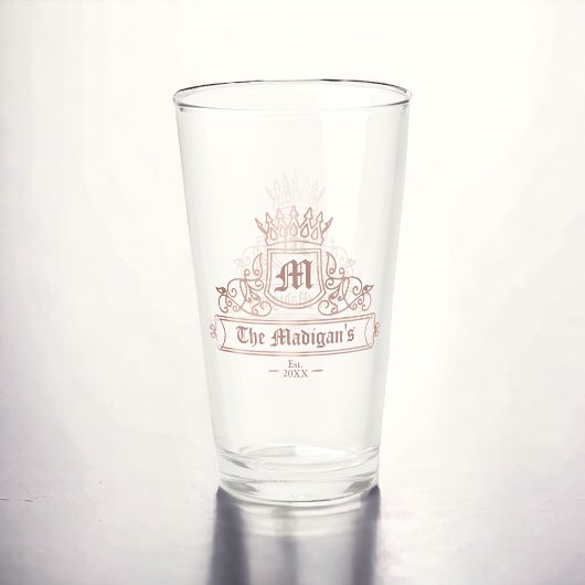 Victoriaans Roos Gold Crown Monogram Pint Bar Glas