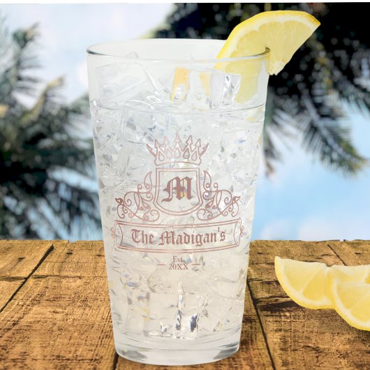 Victoriaans Roos Gold Crown Monogram Pint Bar Glas