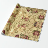  Victoriaans Roos, houtstijl Cadeaupapier (Uitgerold)