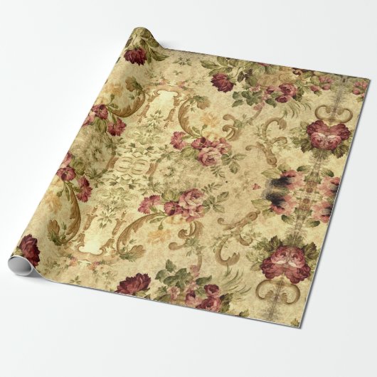  Victoriaans Roos, houtstijl Cadeaupapier (Uitgerold)