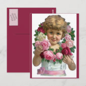 Victoriaans Roos krans meisje Briefkaart (Voorkant / Achterkant)