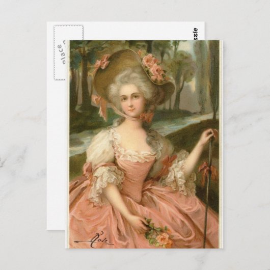 Victoriaans Roos Lady Briefkaart (Voorkant / Achterkant)