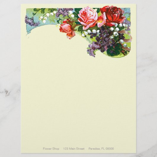 Victoriaans Roos ~ Letterhead Briefhoofd Ontwerp (Voorkant)