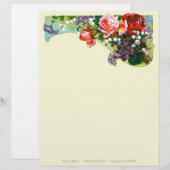 Victoriaans Roos ~ Letterhead Briefhoofd Ontwerp (Voorkant / Achterkant)