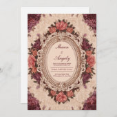 Victoriaans Roos Lijst bruiloft Kaart (Voorkant / Achterkant)