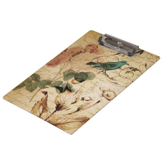 Victoriaans Roos Parijs Scripts franse vogelbotani Klembord (Gekanteld)