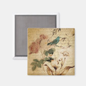 Victoriaans Roos Parijs Scripts franse vogelbotani Magneet (Voorkant / Achterkant)