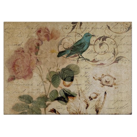 Victoriaans Roos Parijs Scripts franse vogelbotani Snijplank (Voorkant)