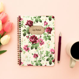  Victoriaans roos patroon aangepaste naam Notitieboek