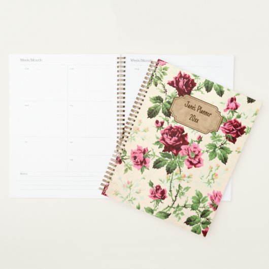  Victoriaans roos patroon aangepaste naam Planner (Display)