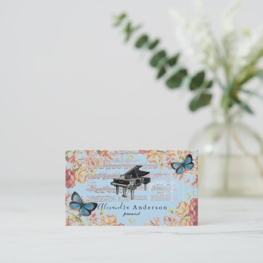 Victoriaans Roos  Pianoblauw Visitekaartje (Staand voorkant)