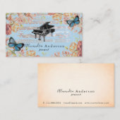 Victoriaans Roos  Pianoblauw Visitekaartje (Voorkant / Achterkant)