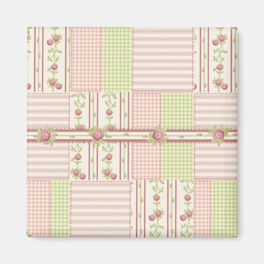 Victoriaans Roos Quiltmagneet Magneet (Voorkant)