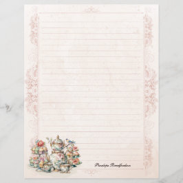  Victoriaans Roos Tea Lined Stationery Paper