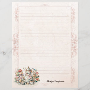 Victoriaans Roos Tea Lined Stationery Paper