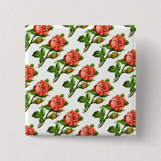 Victoriaans Roos Thema Party Theme Pin Button (Voorkant)