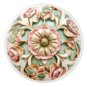 Victoriaans Roos Tuin Keramische Knob Pull Knop (Voorkant)