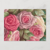 Victoriaans Roos Tuin - Pastel Roze Bloomen Briefkaart (Voorkant)
