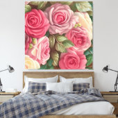 Victoriaans Roos Tuin - Pastel Roze Bloomen Canvas Afdruk (Insitu (Slaapkamer))