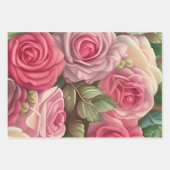 Victoriaans Roos Tuin - Pastel Roze Bloomen Inpakpapier Vel (Voorkant 2)