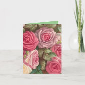 Victoriaans Roos Tuin - Pastel Roze Bloomen Kaart (Voorkant)