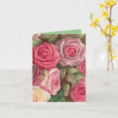 Victoriaans Roos Tuin - Pastel Roze Bloomen Kaart (Gele Bloem)