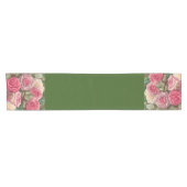 Victoriaans Roos Tuin - Pastel Roze Bloomen Korte Tafelloper (Horizontaal)