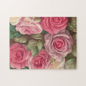 Victoriaans Roos Tuin - Pastel Roze Bloomen Legpuzzel (Horizontaal)