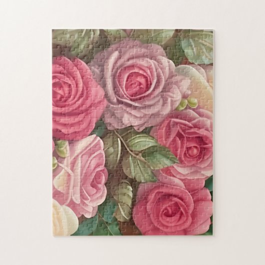 Victoriaans Roos Tuin - Pastel Roze Bloomen Legpuzzel (Verticaal)