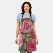 Victoriaans Roos Tuin - Pastel Roze Bloomen Schort (Gedragen)