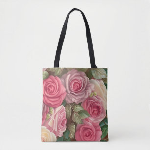 Victoriaans Roos Tuin - Pastel Roze Bloomen Tote Bag