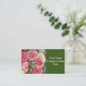 Victoriaans Roos Tuin - Pastel Roze Bloomen Visitekaartje (Staand voorkant)