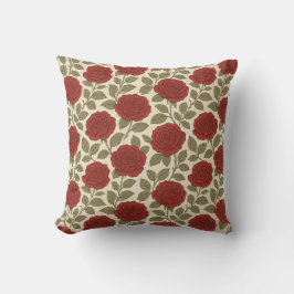 Victoriaans Roos Tuin Rode Bloemen Kussen