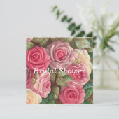 Victoriaans Roos Tuin - Wedding Bouquet Kaart (Staand voorkant)