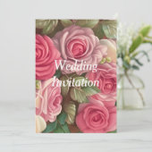 Victoriaans Roos Tuin - Wedding Bouquet Kaart (Staand voorkant)