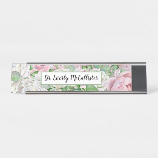  Victoriaans Roos Tuinnaam Bord Bureau Naambordje (Voorkant)