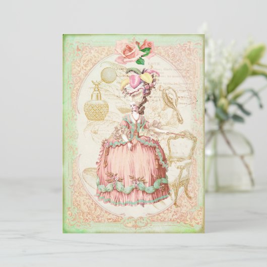  Victoriaans Roos - uitnodiging op zaterdag (Staand voorkant)