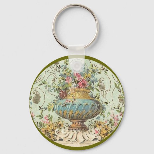 Victoriaans Roos Vase Sleutelhanger (Voorkant)