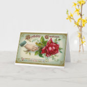 Victoriaans Roos Verjaardag Wenskaart Kaart (Gele Bloem)