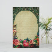 Victoriaans roos voor katten en vellen florale vin briefpapier (Staand voorkant)
