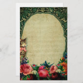 Victoriaans roos voor katten en vellen florale vin briefpapier (Voorkant / Achterkant)
