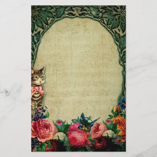 Victoriaans roos voor katten en vellen florale vin briefpapier (Voorkant)