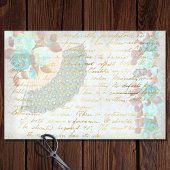 Victoriaans Roos voor papierventilator turquoise Tissuepapier