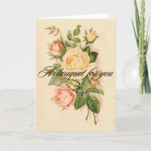 Victoriaans Rose Bouquet Birthday Kaart