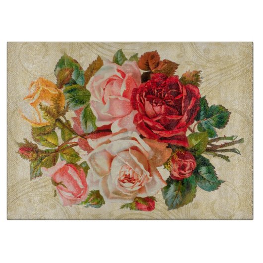 Victoriaans Rose Bouquet Snijplank (Voorkant)