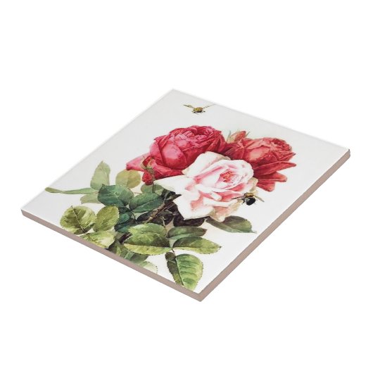  Victoriaans Rose Bouquet Tegeltje (Zijkant)