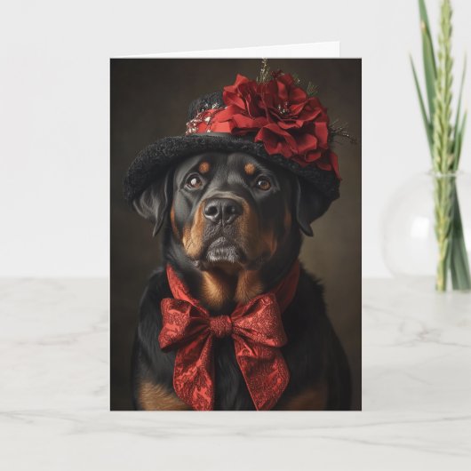 Victoriaans Rottweiler kerst Feestdagen Kaart (Voorkant)